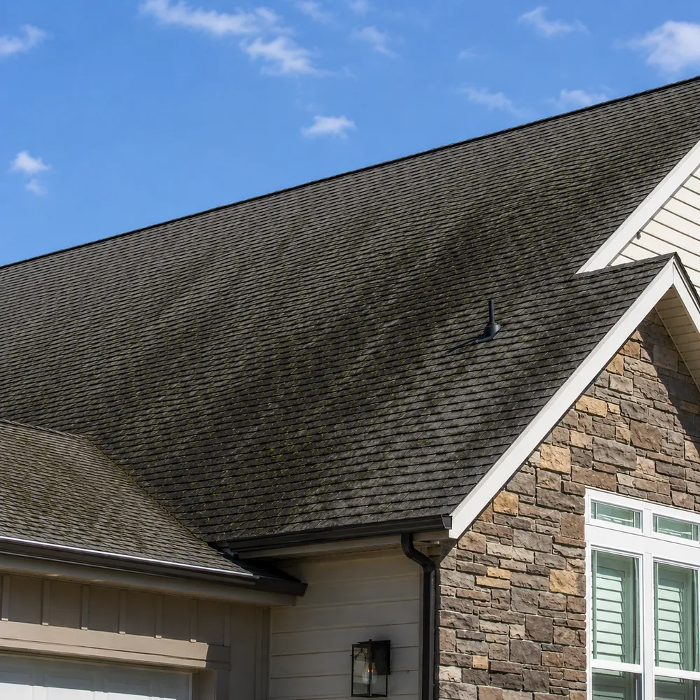 Before and after Roof Washing